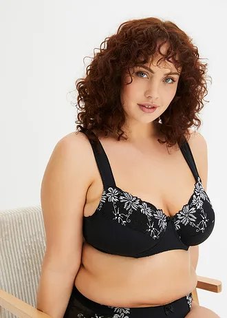 Beugel bh met gewatteerde schouderbandjes (set van 2), Kleur: zwart+zwart-wit