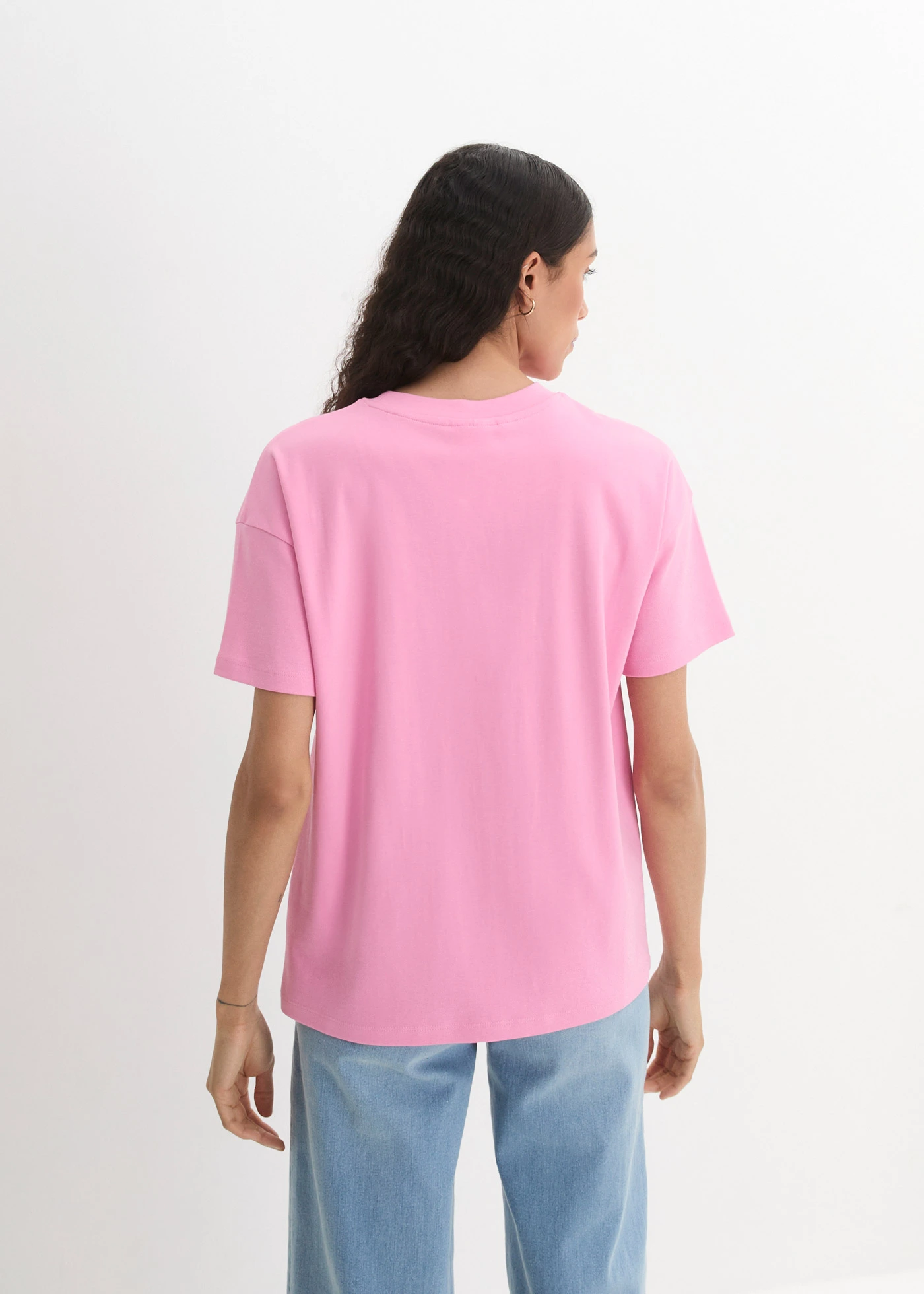 Oversized T-shirt van biologisch katoen • roze-babyblauw met print • bonprix online shop