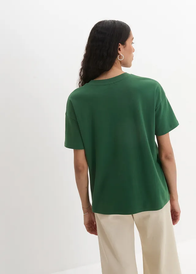 T-shirt oversize, Couleur: vert épicéa/naturel imprimé