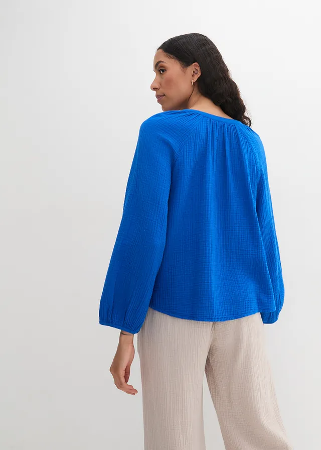 Blúzka, oversize z mušelínu • azúrovo modrá • obchod bonprix