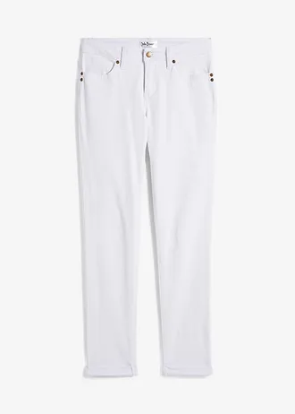 Stretch jeans mid waist, straight, Kleur: wit