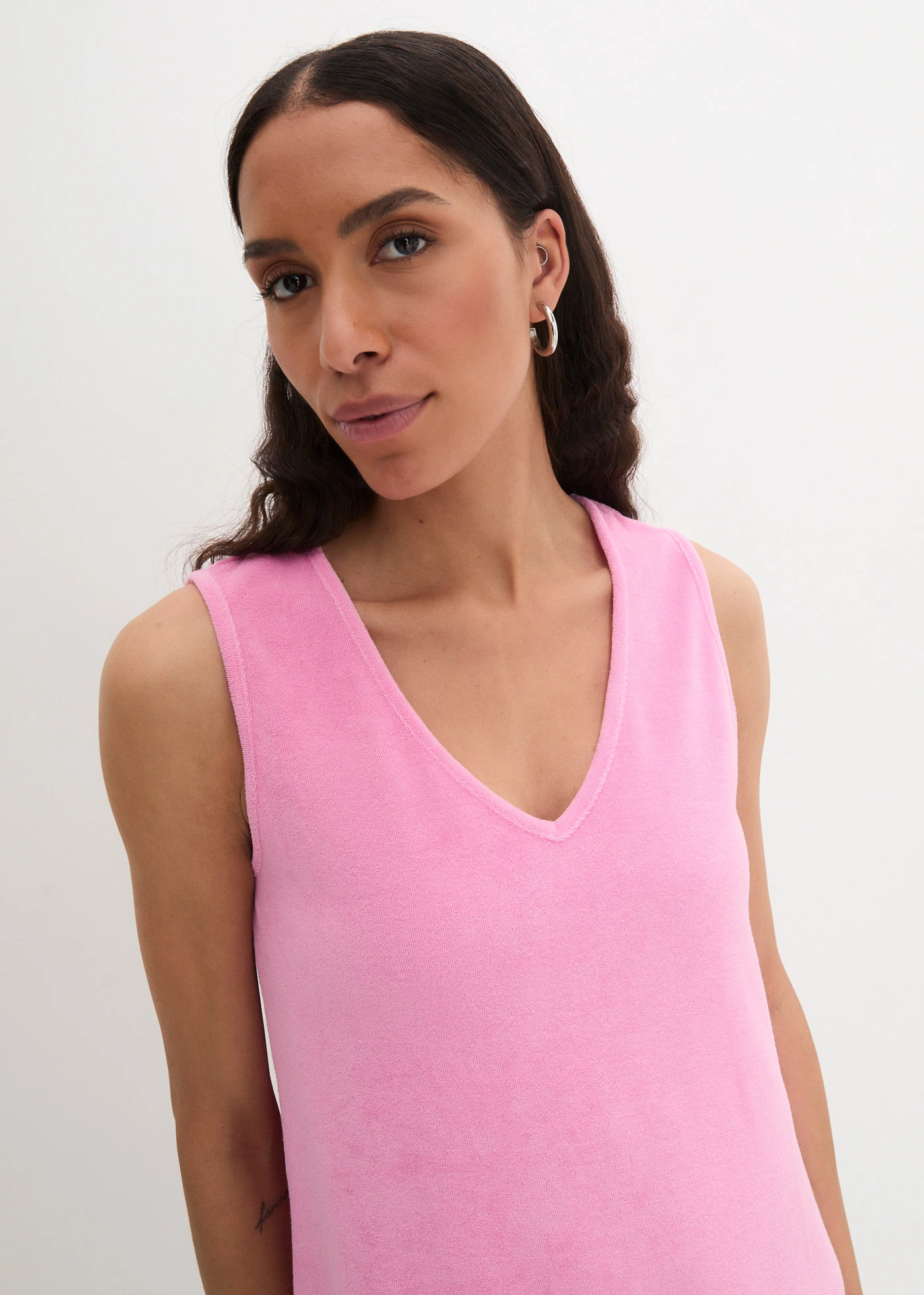 Frotté jurk in A-lijn • roze • bonprix online shop