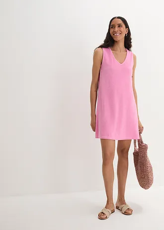 Robe trapèze en tissu éponge • rose • Boutique bonprix