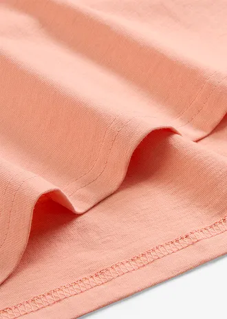 Wijd longshirt met V-hals, korte mouw  (set van 5) • lichtkoraal + kreeftrood + lichtblauw + azuurblauw + wit • bonprix online shop