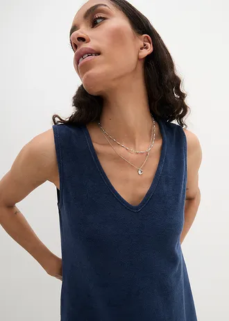 Robe trapèze en tissu éponge • bleu profond • Boutique bonprix