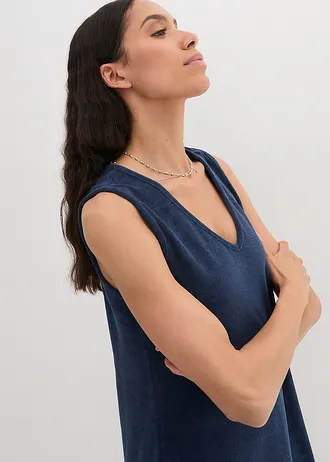 Robe trapèze en tissu éponge • bleu profond • Boutique bonprix