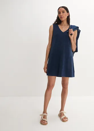 Robe trapèze en tissu éponge • bleu profond • Boutique bonprix