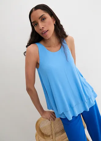 Dubbellaagse top van viscose • briljantblauw • bonprix online shop