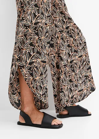 Palazzo kalhoty s rozparkem • černá /oranžová/přírodní • bonprix obchod