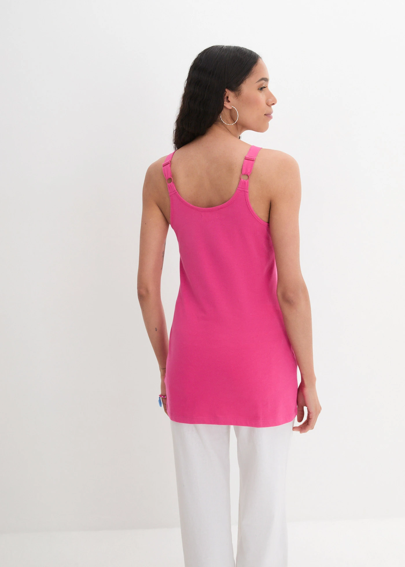 Katoenen longtop met verstelbare schouderbandjes (set van 2) • pinklady-zwart • bonprix online shop