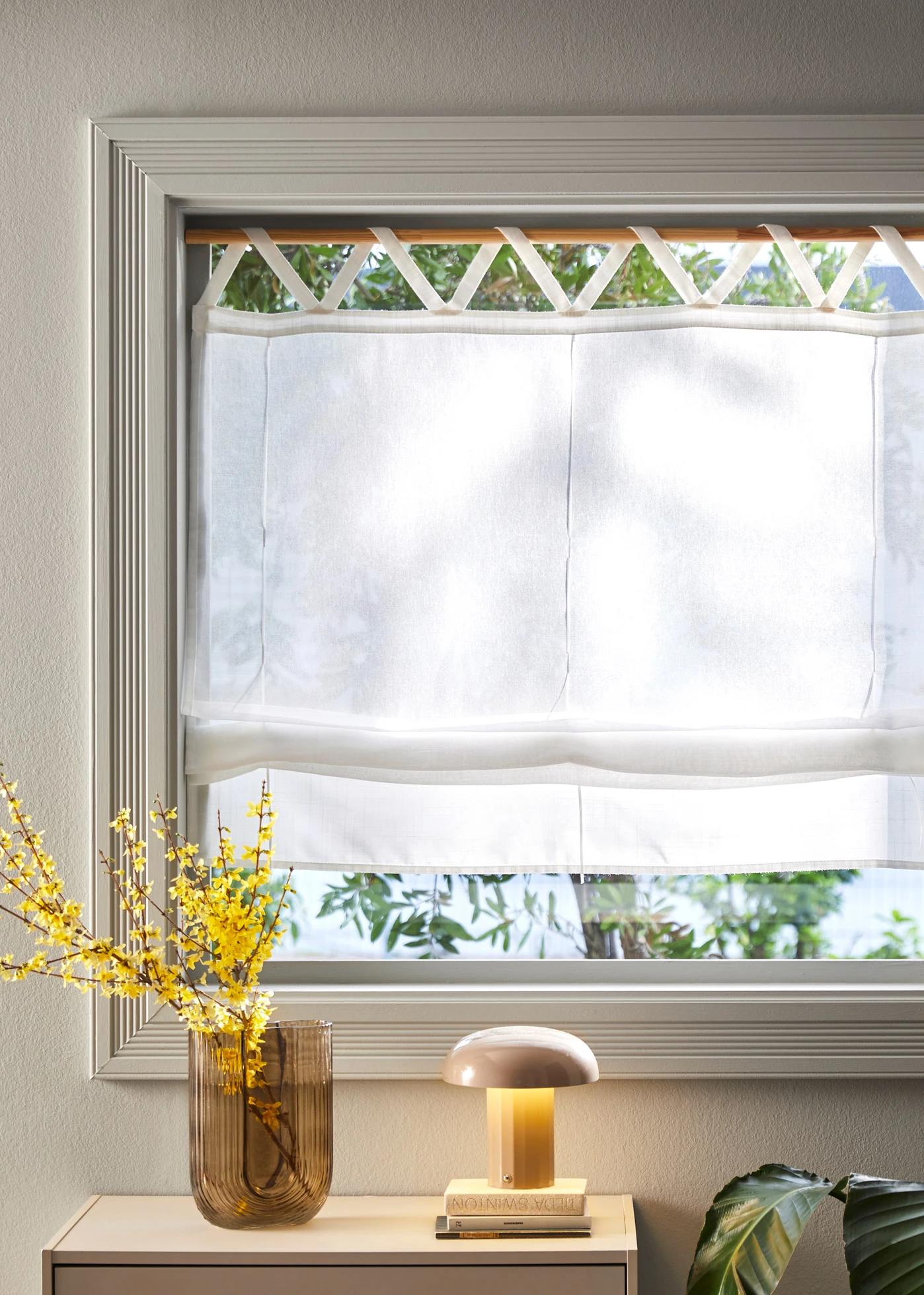 Zavazovací roleta ve lněném vzhledu • krémová • bonprix obchod