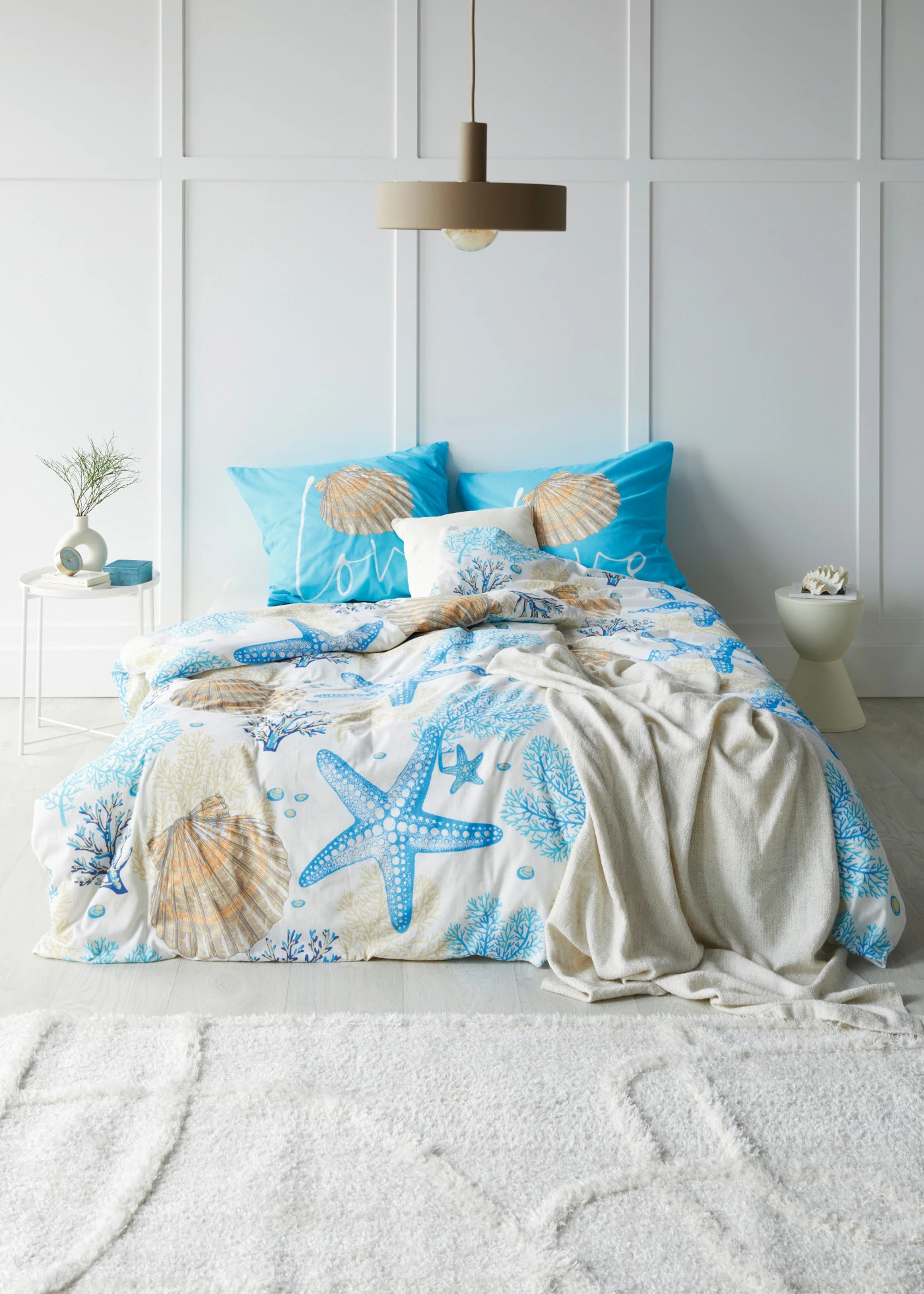 Linon dekbedovertrek • blauw/wit • bonprix online shop