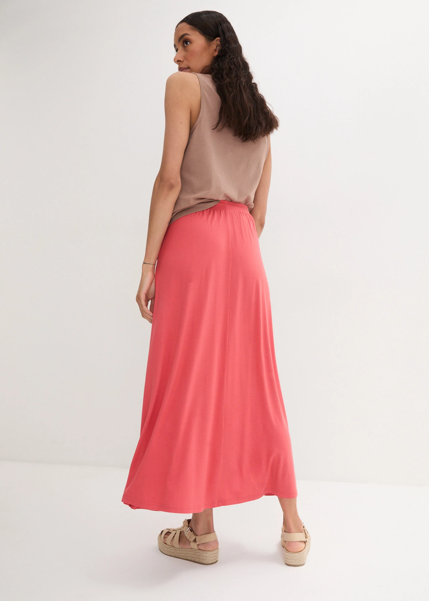 Žerzejová sukně ze směsi s viskózou • matně korálová • bonprix obchod