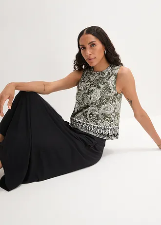 Top Paisley mintával • sötét olivazöld-Paisley • bonprix áruház