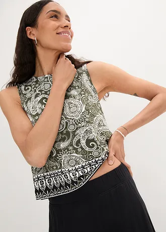 Top Paisley mintával • sötét olivazöld-Paisley • bonprix áruház
