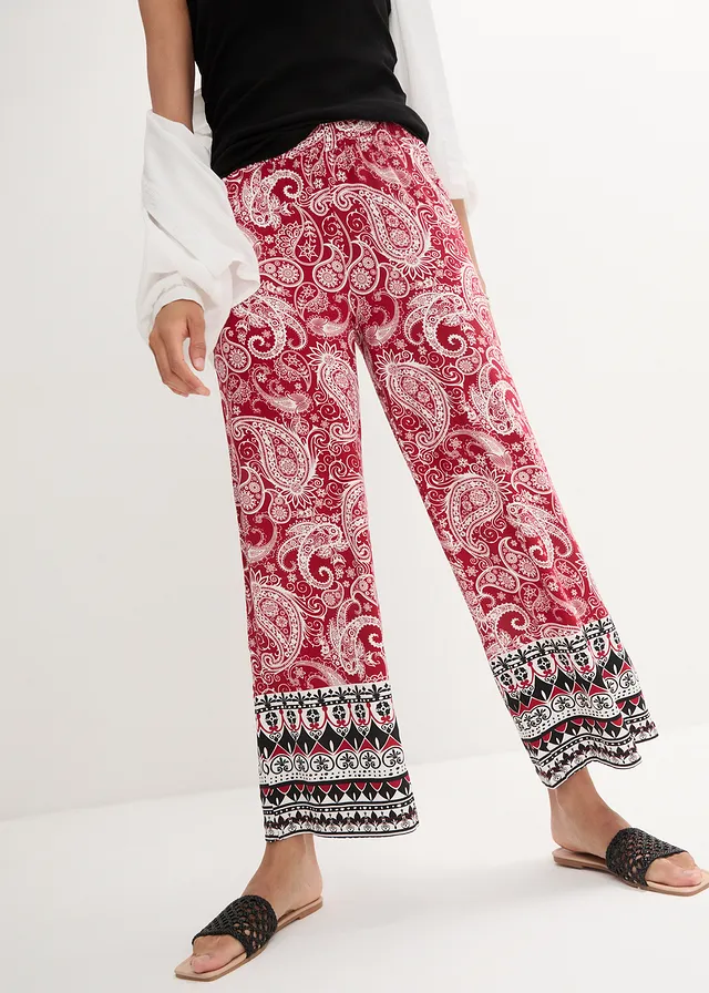 Wijde palazzo broek in een zachte viscosemix • chilirood • product-page.page-title-suffix