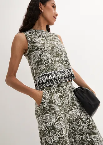 Kalhoty Palazzo z měkké směsi s viskózou • tmavě olivová • bonprix obchod