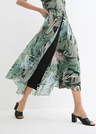 Jumpsuit met grand foulard van chiffon • olijfgroen-zwart • bonprix online shop