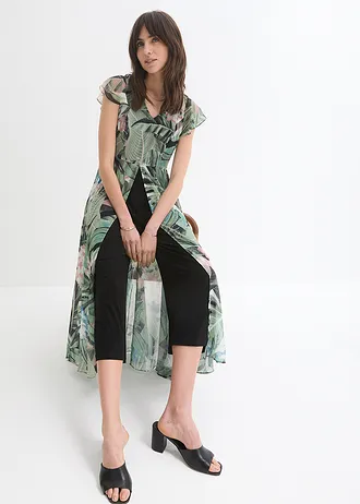 Combinaison avec drapé en mousseline • olive foncé-noir imprimé • Boutique bonprix