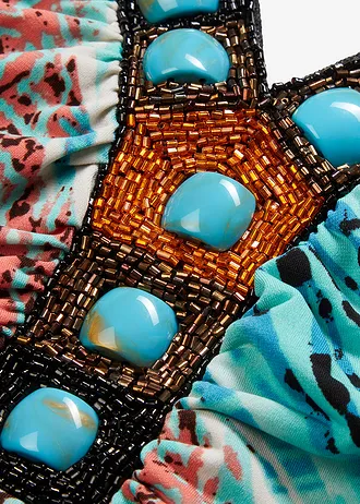 Žerzejové šaty ve střihu do A • tyrkysová s potiskem • bonprix obchod