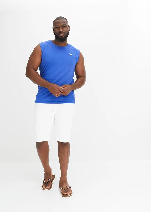 Tanktop van biologisch katoen (set van 2), Kleur: wit+edelsteenblauw
