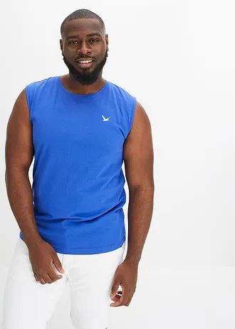 Lot de 2 marcels 100% coton, Couleur: blanc+bleu brillant