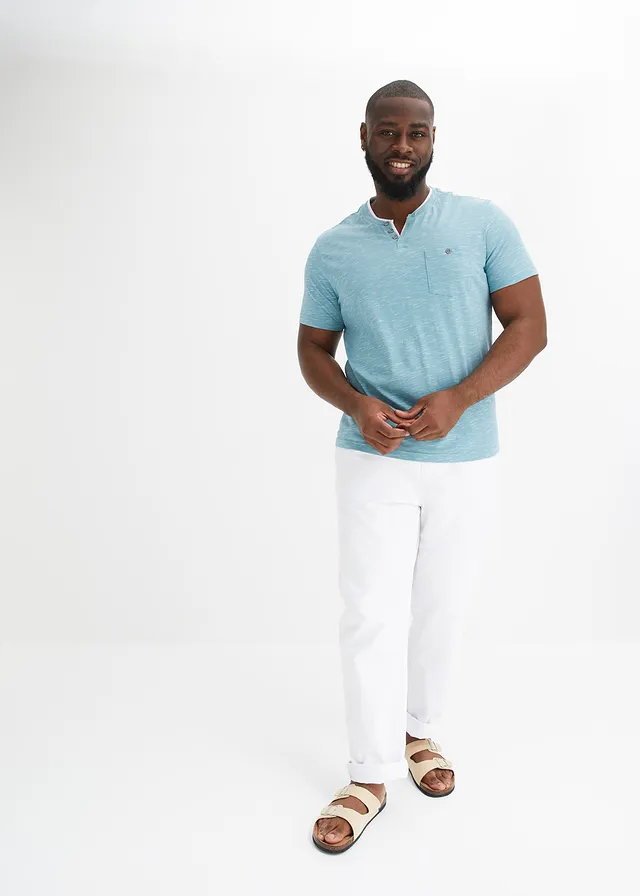 2-in-1 shirt, korte mouw, Kleur: mineraalblauw gemêleerd