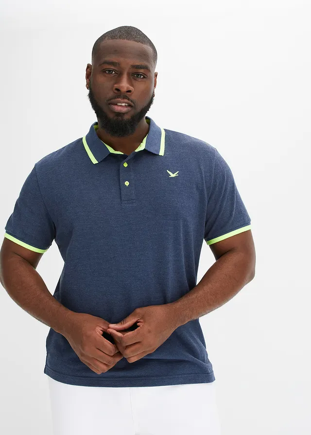 Piqué poloshirt met biologisch katoen, Kleur: donkerblauw mêlee