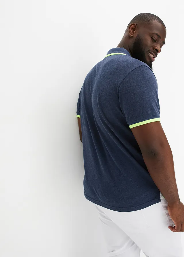 Piqué poloshirt met biologisch katoen, Kleur: donkerblauw mêlee