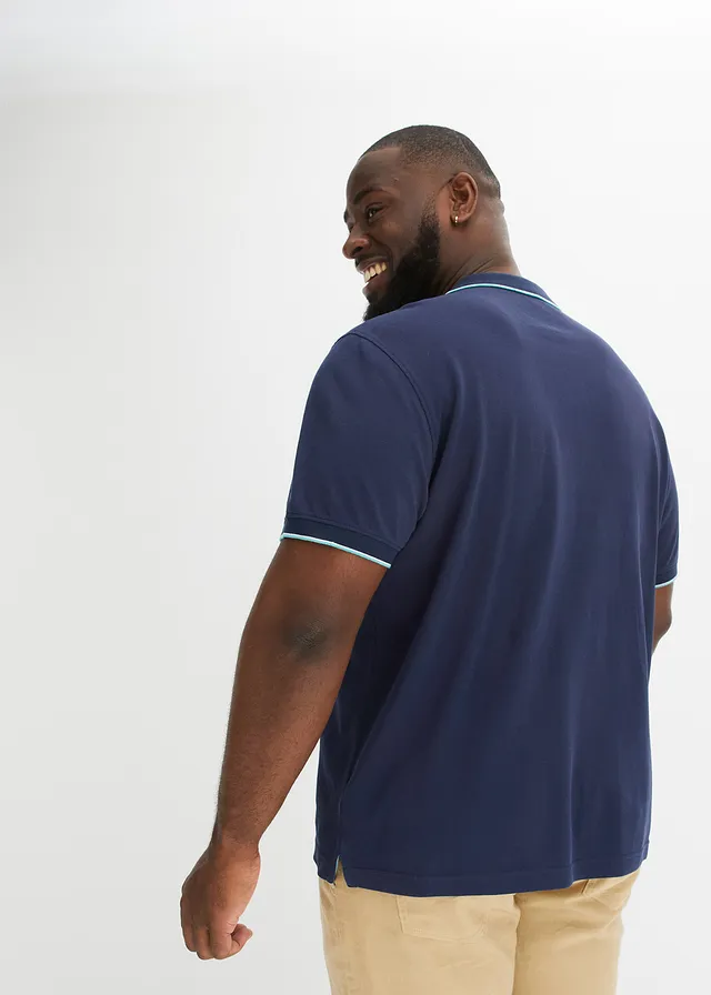 Piqué-poloshirt van biologisch katoen, Kleur: donkerblauw