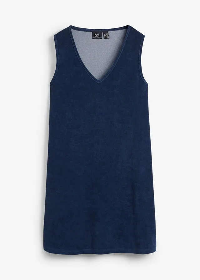 Robe trapèze en tissu éponge • bleu profond • Boutique bonprix