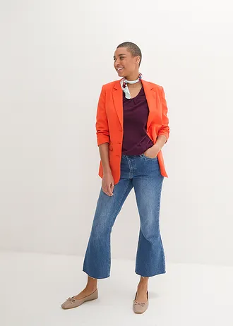 Katoenen longsleeve met elastiek van katoen • vlierbes • bonprix online shop