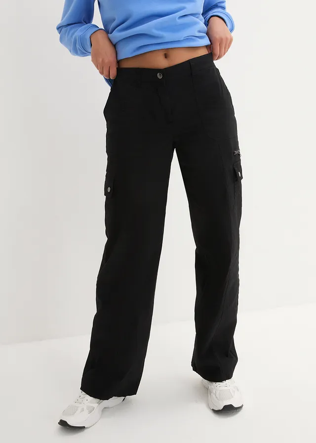 Jean cargo en coton, taille mi-haute • noir • product-page.page-title-suffix