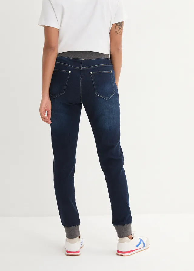 Boyfriend jeans mid waist met comfortband • nachtblauw denim • product-page.page-title-suffix