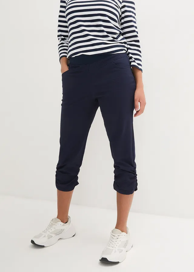 Capri broek van katoenmix met comfortband • donkerblauw • bonprix online shop