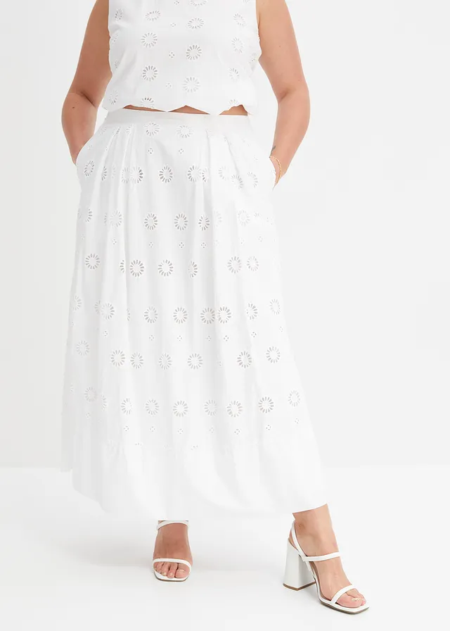 Maxi rok van biologisch katoen, Kleur: wit