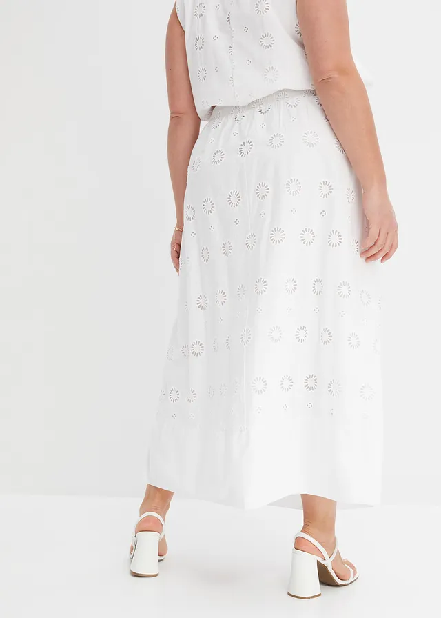 Maxi rok van biologisch katoen, Kleur: wit