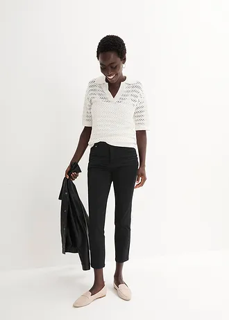 Pantalon en coton extensible, Couleur: noir