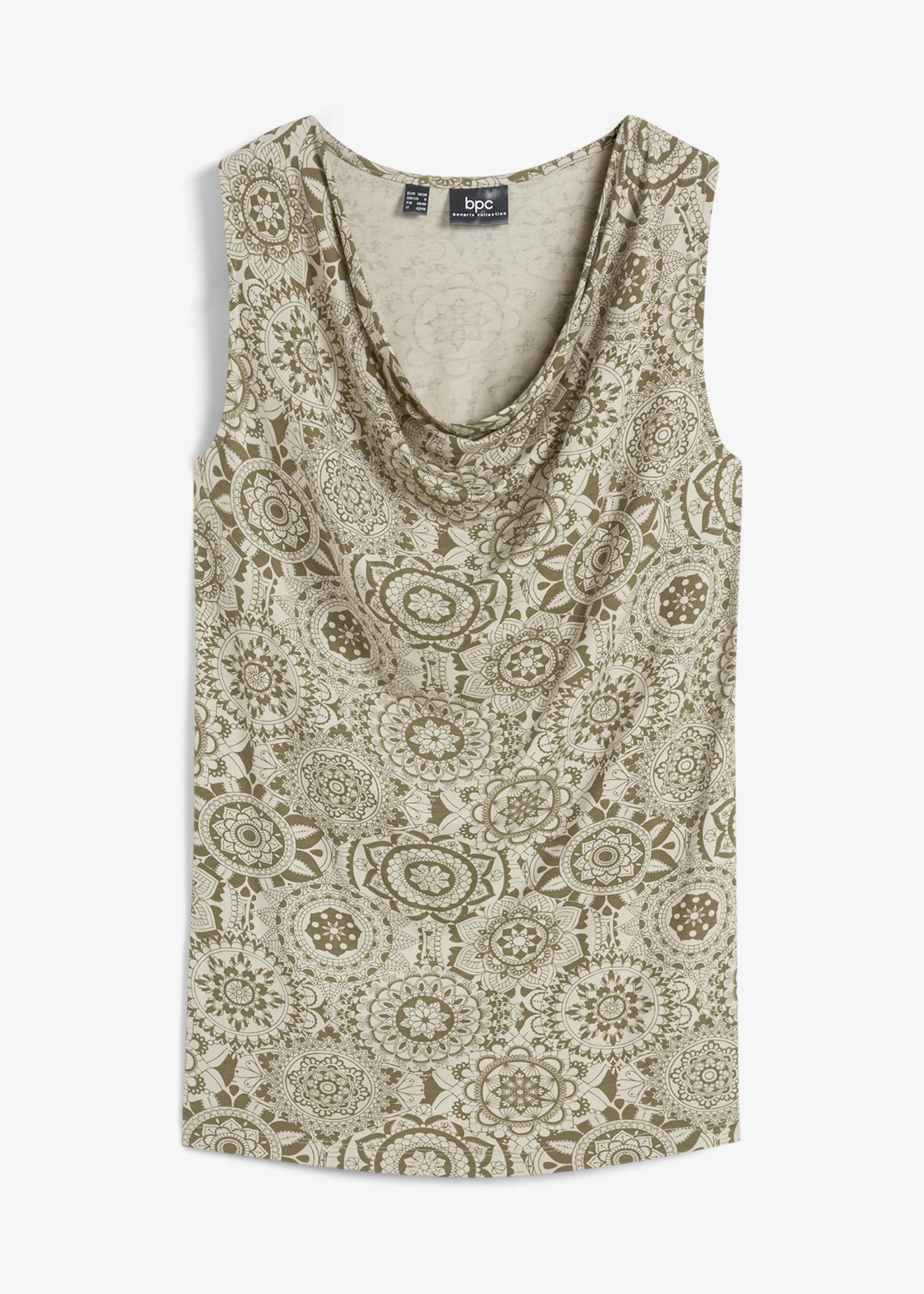 Top met watervalhals van soepele viscose • donkerolijfgroen-licht olijfgroen • bonprix online shop