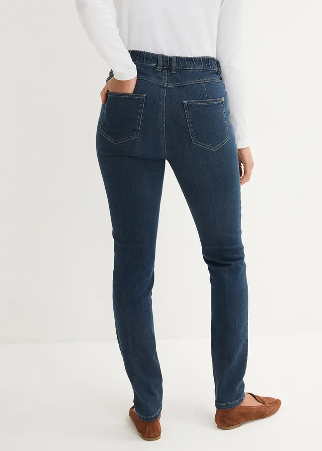 High waist stretch jegging met brede comfortband • nachtblauw denim • product-page.page-title-suffix