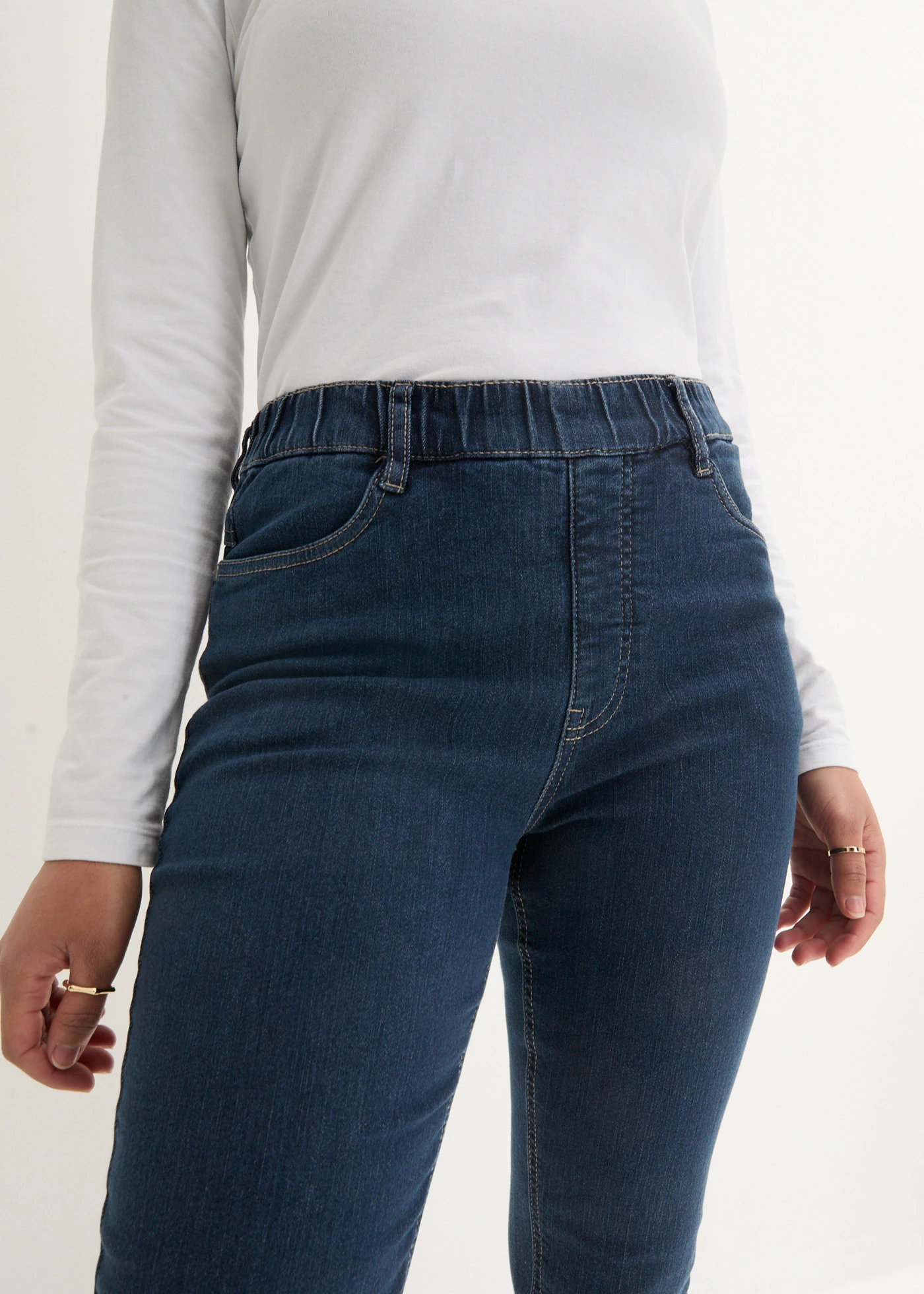 High Waist sztreccs jegging széles, kényelmes derékpánttal • éjkék denim • bonprix áruház