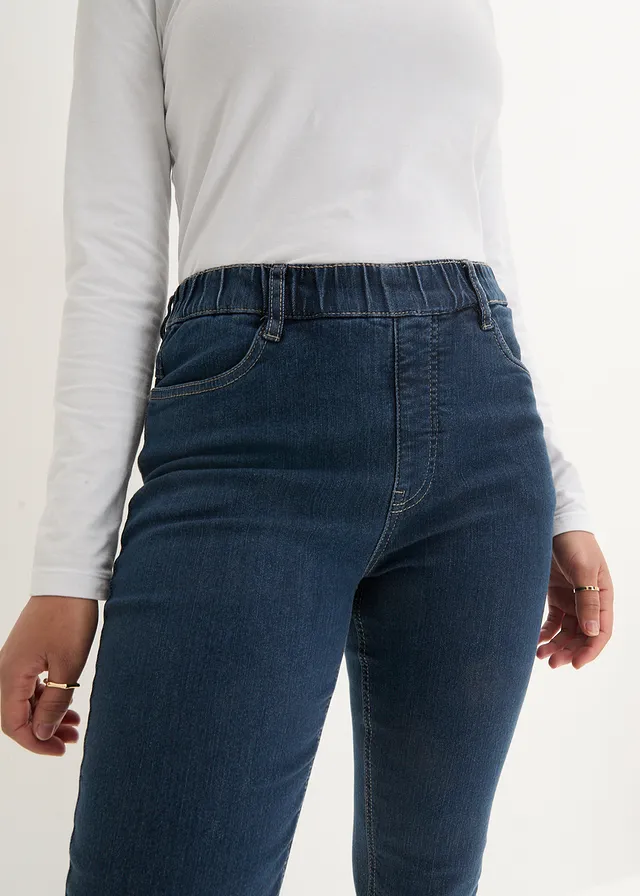 High waist stretch jegging met brede comfortband • nachtblauw denim • product-page.page-title-suffix