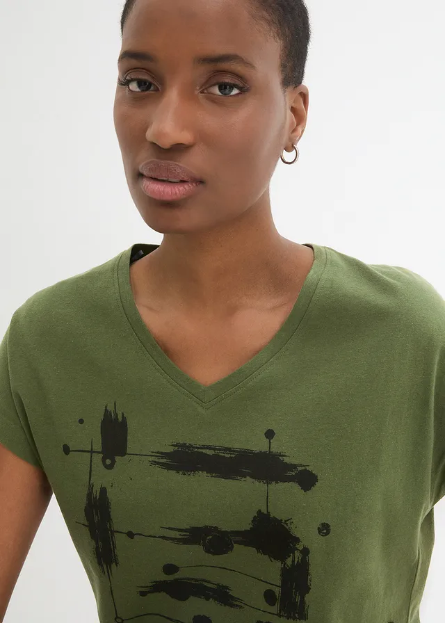 Shirt • donkerkaki-zwart met print • product-page.page-title-suffix