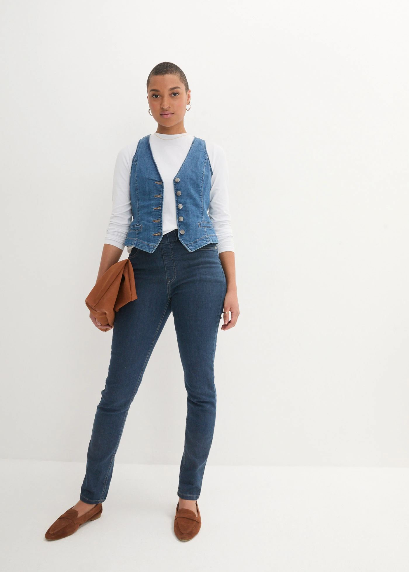 High Waist sztreccs jegging széles, kényelmes derékpánttal • éjkék denim • bonprix áruház