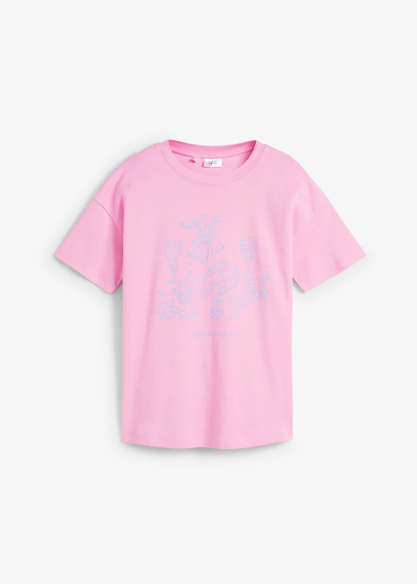 Oversized T-shirt van biologisch katoen • roze-babyblauw met print • bonprix online shop