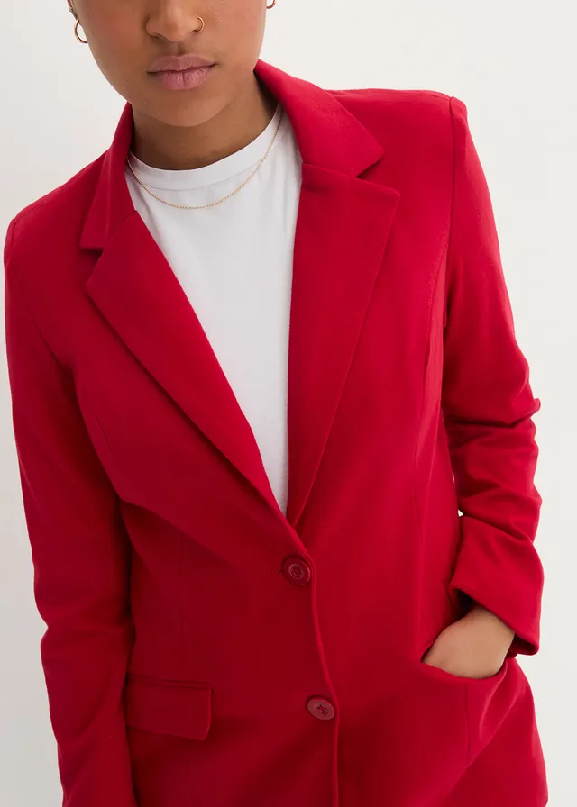Blazer long en jersey coton • rouge chili • product-page.page-title-suffix