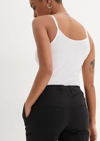 Pantaloni chino din material elastic cu bumbac, până la glezne • negru • magazin bonprix