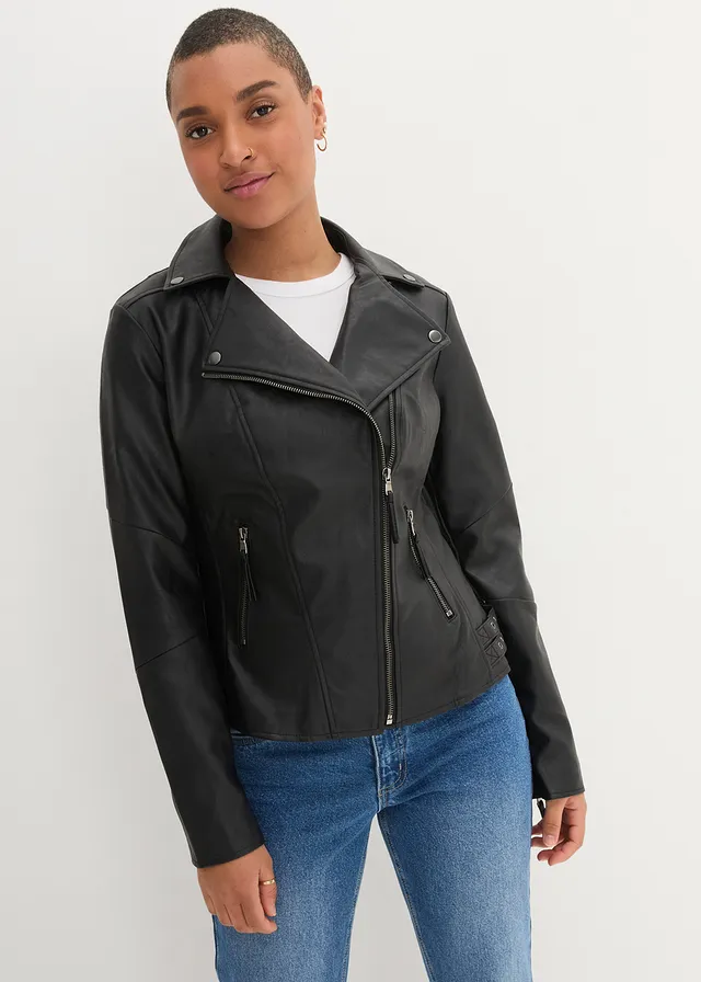 Blouson enduit 100% viscose, Couleur: noir