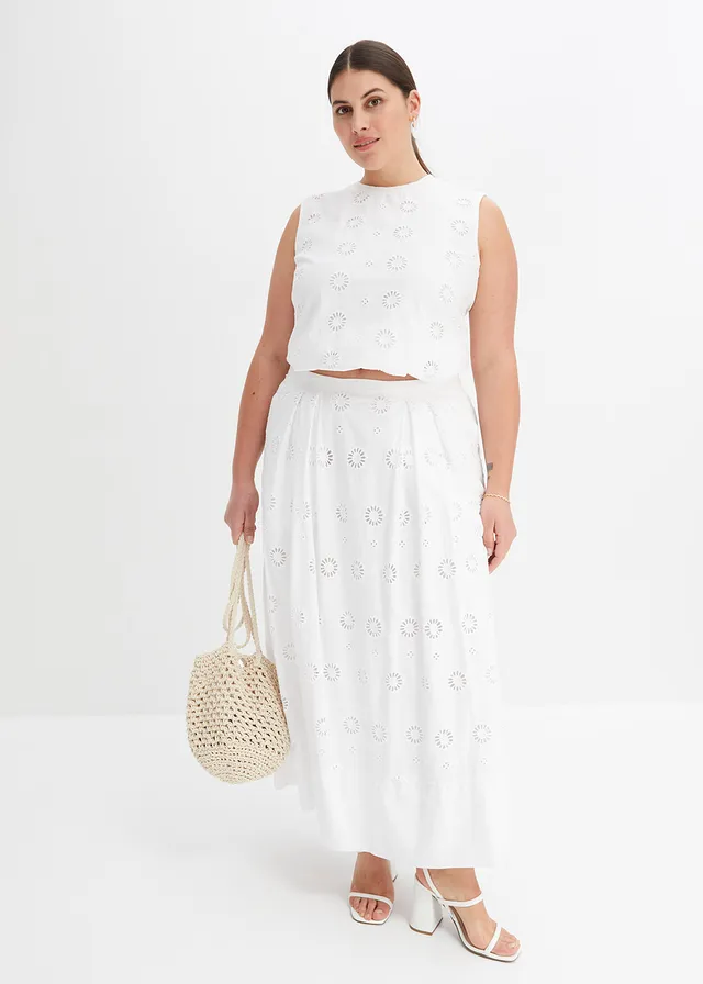 Maxi rok van biologisch katoen, Kleur: wit