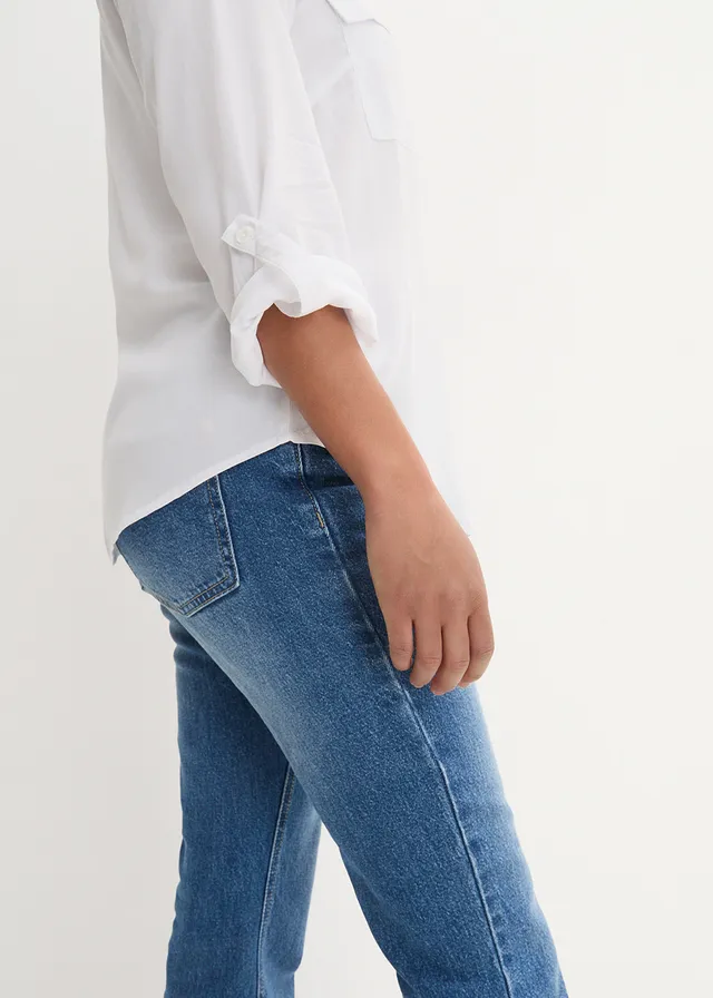 Blouse met lange mouwen en V-hals van vloeiende viscose • wit • bonprix online shop